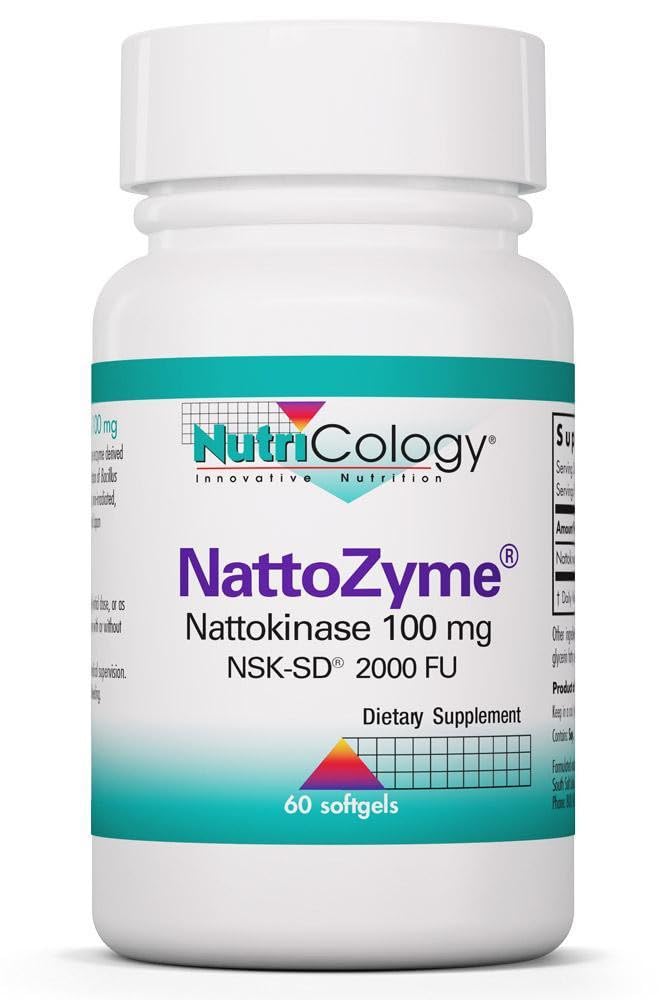 Nutricology NattoZyme - Nattokinase 보충교재 NSK-SD 2000 FU, 남자와 여자를 위한 100mg, Hypoallergenic의 심장 지원을 위한 공식 - 60의 채식주의자 Softgels