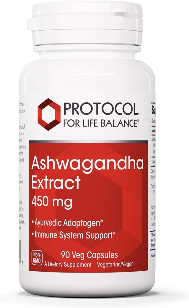 프로토콜 Ashwagandha 450mg - 면역 지원, Ayurvedic Adaptogen - 90 Veg 모자