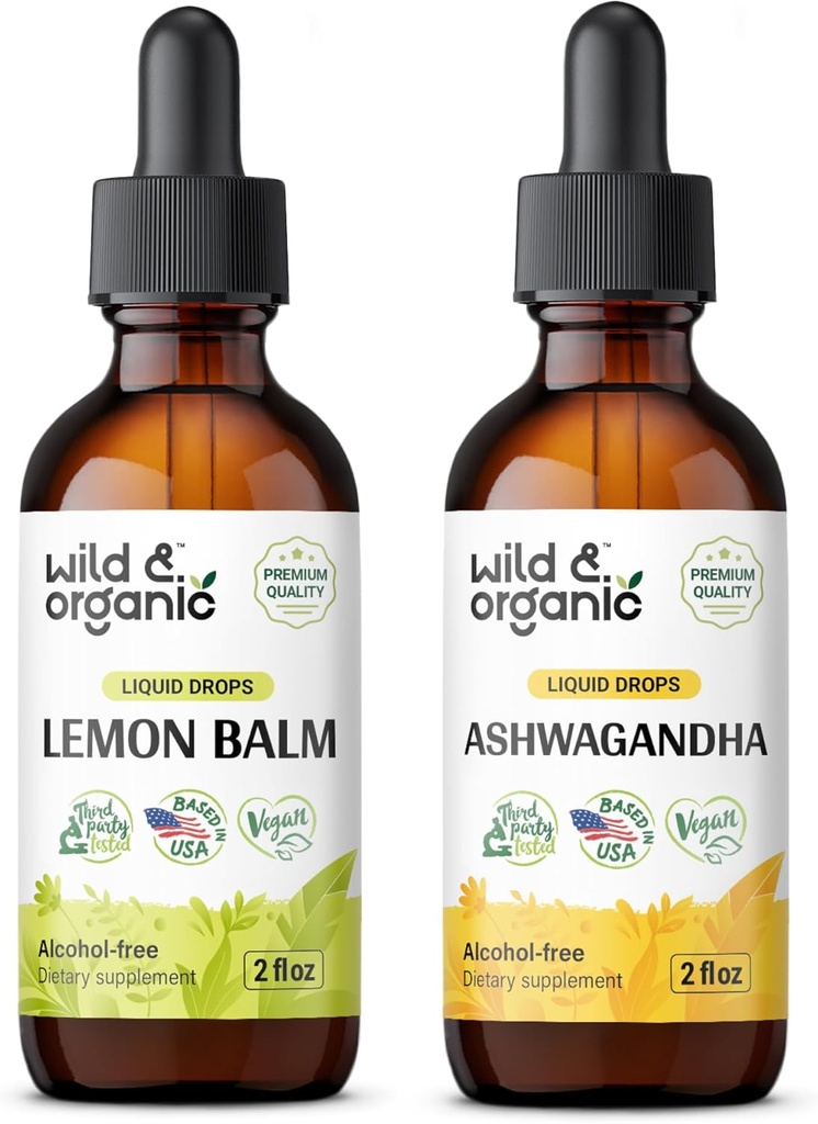 야생 & 유기농 레몬 발름 Tincture 2 fl oz & Ashwagandha Tincture 2 fl oz