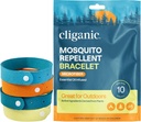 Cliganic Mosquito Repellent 마이크로 화이버 팔찌 (10 개) - 성인 및 어린이, DEET 무료 팔찌