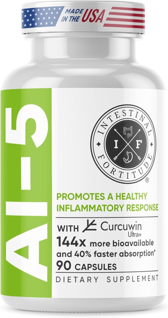 Intestinal 위도 AI-5 - 소화한 초본 캡슐 보충교재 w/CurcuWIN의 심황, 쿠르쿠민, Boswellia Serrata, 생강 뿌리 & Gut & DigestiveHealth 지원을 위한 EGCG 녹차, 비 GMO, 낙농장 자유로운