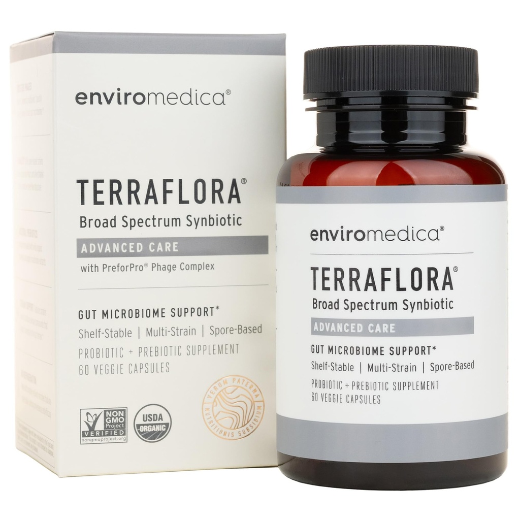 Terraflora Advanced Care Synbiotic - SBO Probiotic 및 Prebiotic, Digestive & Gut Health, Soil Based Spore Pre and Probiotics for Women and Men with Bacillus Coagulans, Subtilis, Vegan - 60 캡슐
