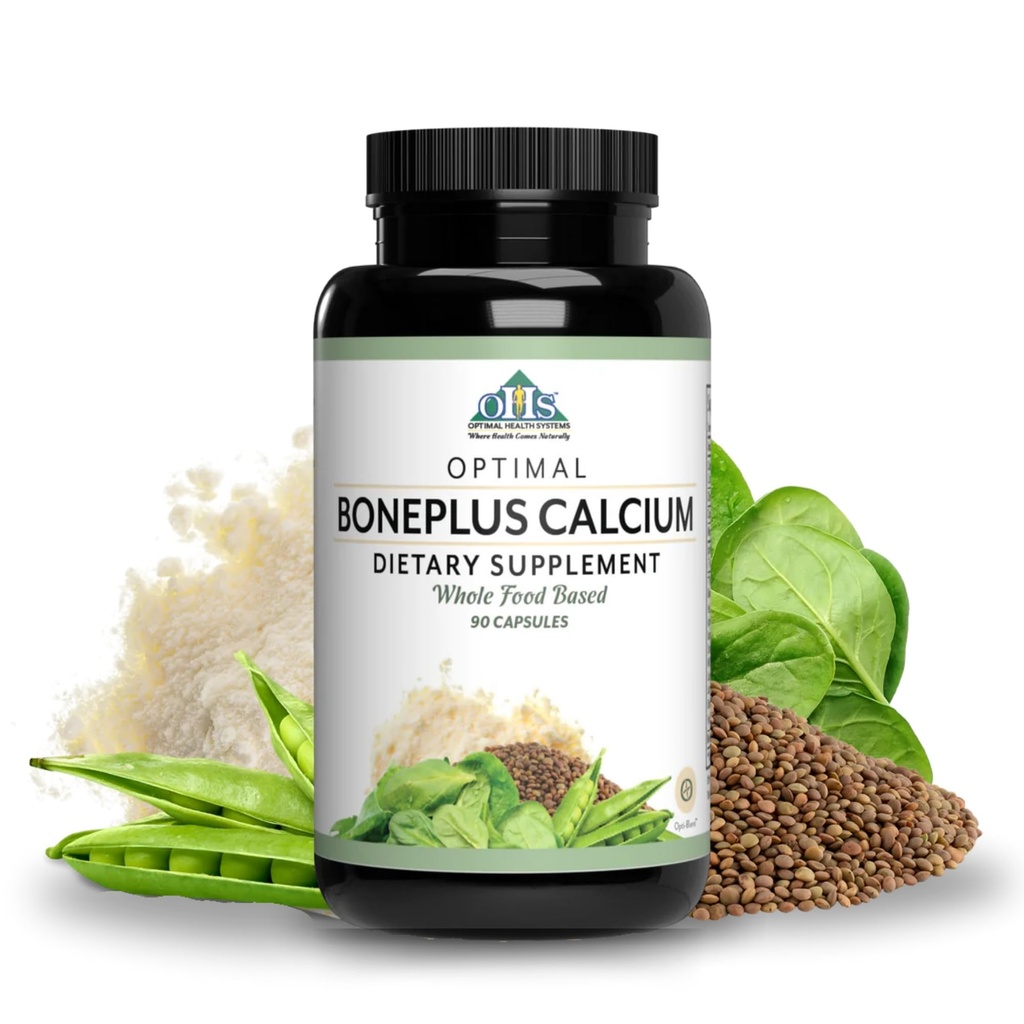 최적의 건강 시스템 BonePlus 칼슘 | 고 흡수성 킬레이트 칼슘 + Ipriflavone, Probiotics, Plant Enzymes | 뼈 강도 보충 | 90 캡슐