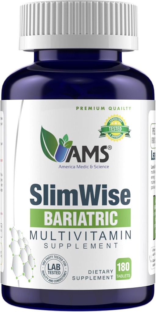 미국 Medic & Science SlimWise Bariatric Multivitamin – 180 Caplets | 2월 공급 | 포스트 가연물 우회 및 소매 지원 | 철, B12, 비타민 D3, Folate | 간편한 가독성 비타민