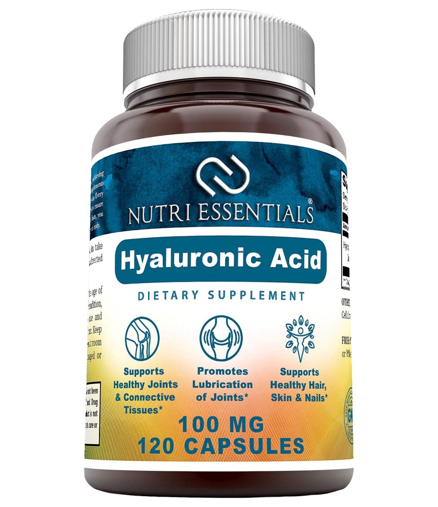 Hyaluronic 산 규정식 보충교재 - 100 mg 120 캡슐 (Non-GMO) - 합동 건강을 위한 제일 보충교재, 피부 관리 & More*