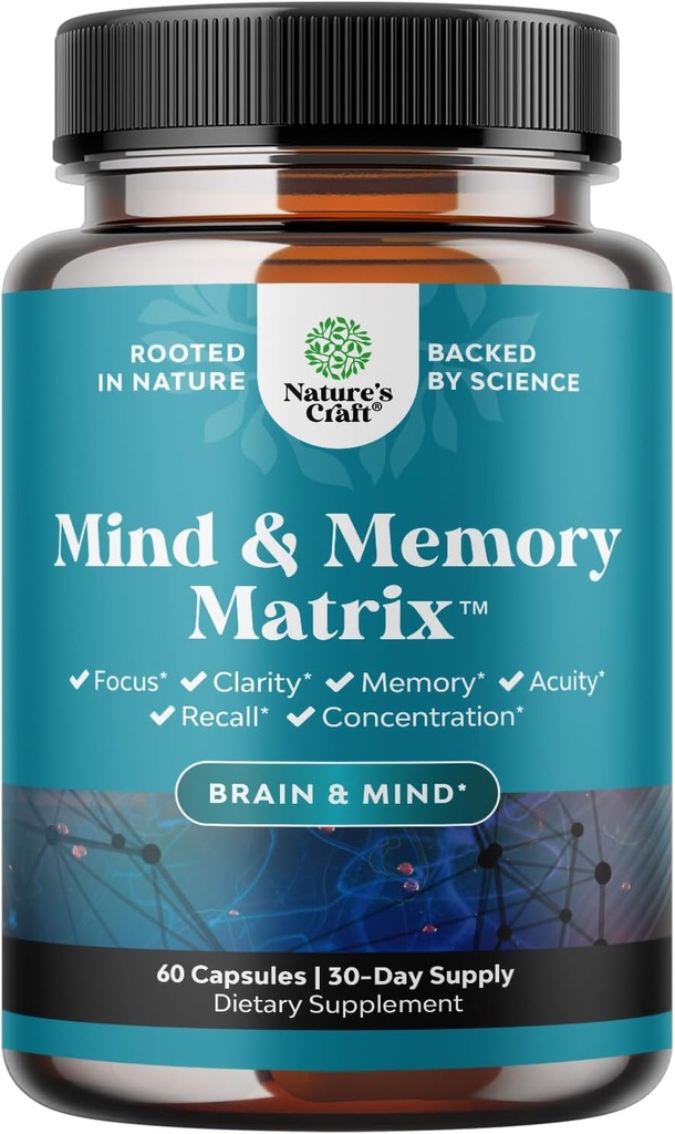 기억과 초점 향상을 위한 모체 Nootropic 뇌 보충교재 - 정신 건강 & Clarity를 위한 비타민 - 모든 연령대의 성인을 위한 Cognitive 복잡한 활력 - 60의 캡슐