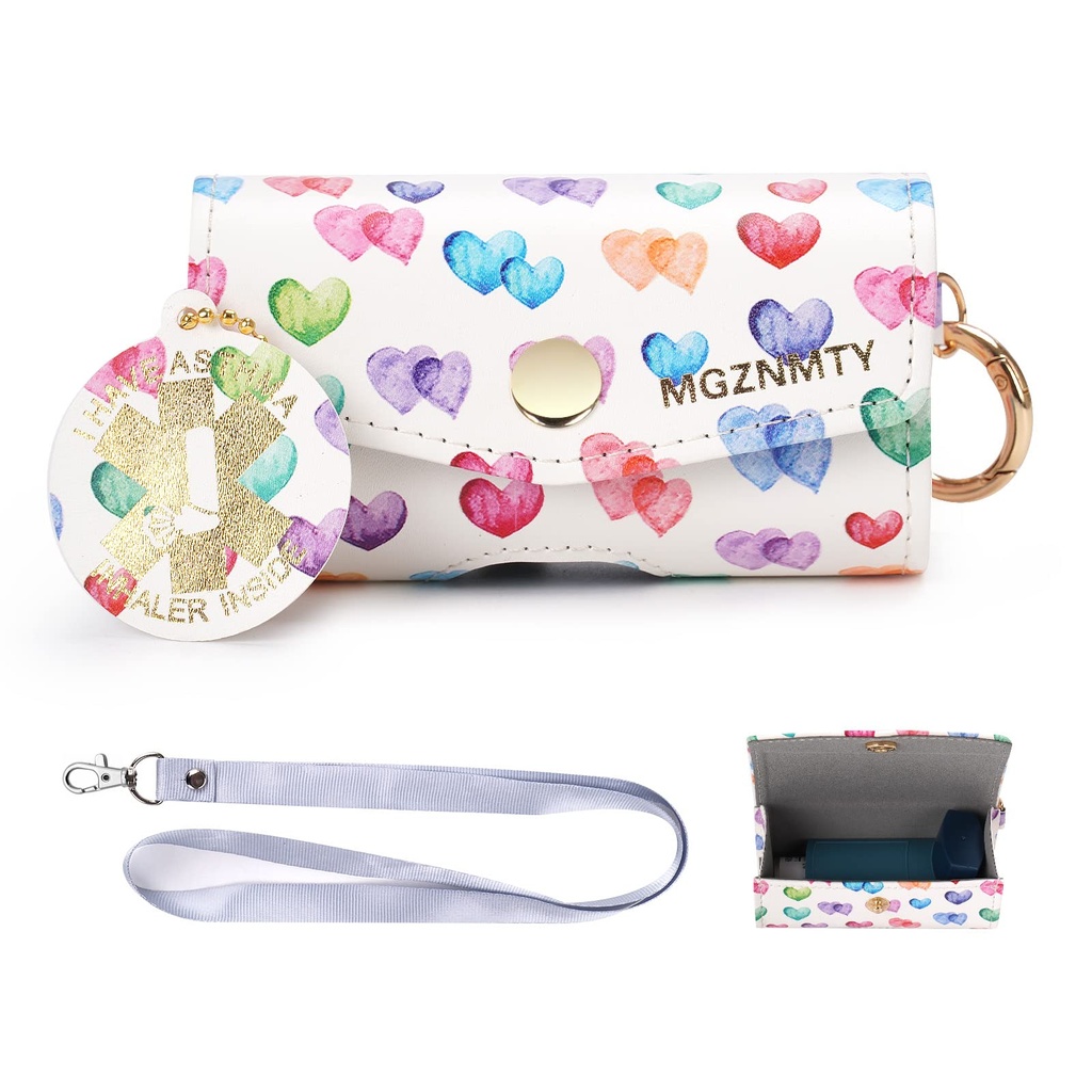 MGZNMTY Asthma Inhaler 케이스, 휴대용 및 여행 홀더 케이스 성인과 아이를 위한 Handy Inhaler와 호환이 되는 (ONLY CASE) (라닌 심장)
