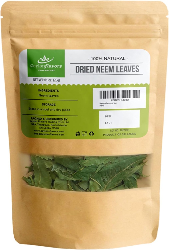 CEYLONFLAVORS FRESH와 PURE 건조 Neem 천연 성장 나무에서 수확 한 1 온스