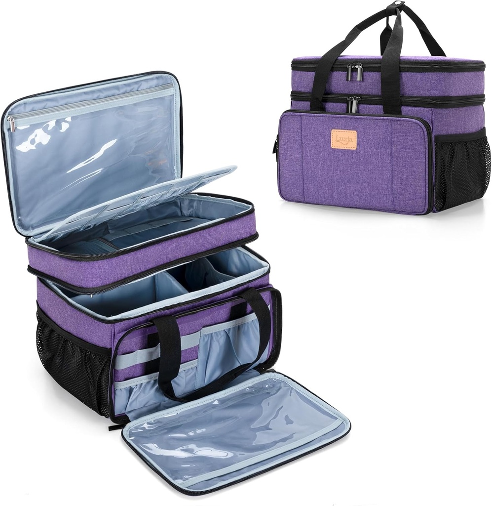 Detachable Divider를 가진 LUXJA 2개의 층 약 부대, 가정 또는 여행 사용을 위해 적당한 알약 병 주최자, 자주색