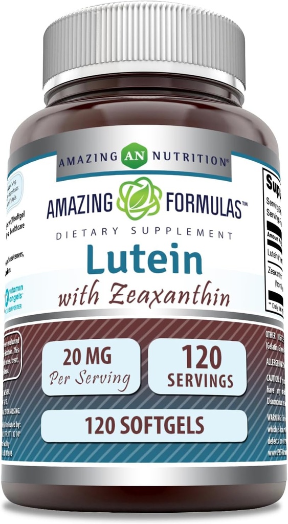 놀랄만한 수식 Lutein 20 mg Zeaxanthin 800 mcg | Softgels 보충교재 | Non-GMO | 글루텐 무료 | 미국에서 만드는 (120 조사)