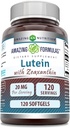 놀랄만한 수식 Lutein 20 mg Zeaxanthin 800 mcg | Softgels 보충교재 | Non-GMO | 글루텐 무료 | 미국에서 만드는 (120 조사)