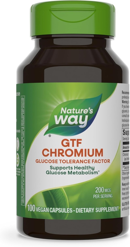 자연의 방법 GTF 크롬, 포도당 포용력 요인, 지원 건강한 포도당 Metabolism*, 서빙 당 200 mcg 크롬, 100 Vegan 캡슐 (포장 May Vary)