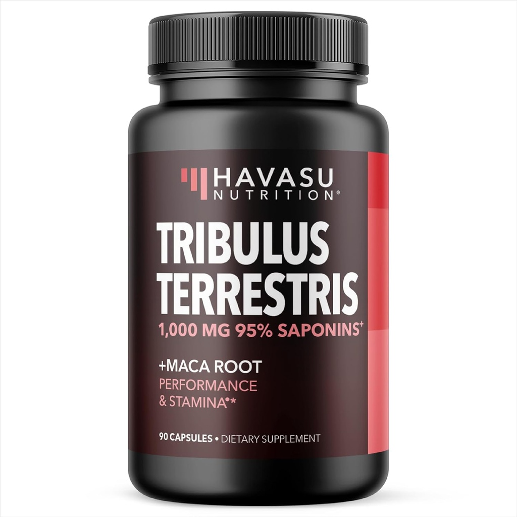 Maca 뿌리 분말 500mg을 가진 남자 1000mg (95% Saponins)를 위한 Tribulus Terrestris - 남성 성과 지원 보충교재 - 90 조사 - 에너지, 활력, 내구시간 - 비 GMO 캡슐 - 45 일 공급