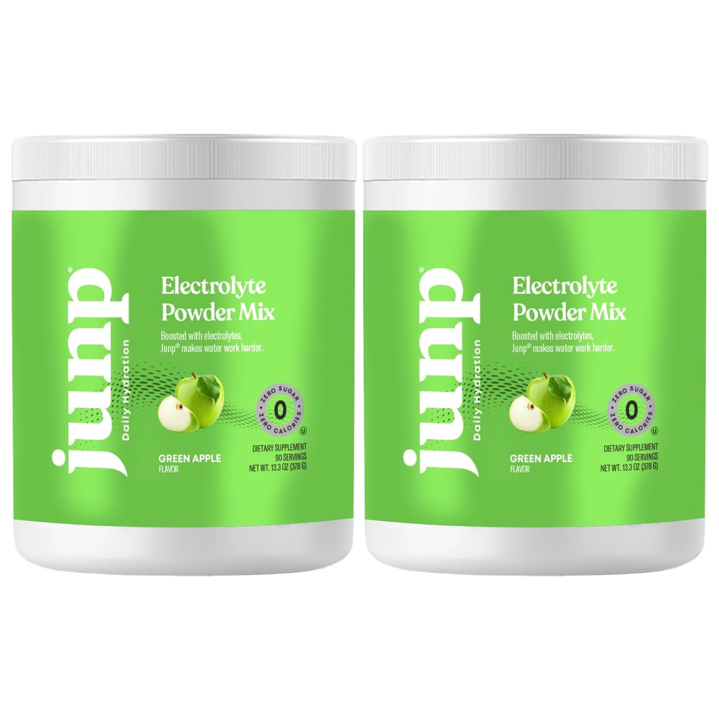 JUNP Electrolytes Powder No Sugar No Carbs - 입수 녹색 사과 음료 혼합 - 칼륨 및 소금 Electrolyte Hydration Powder Zero Calorie Sugar Free Electrolyte Powder, Keto Friendly, 180 서빙