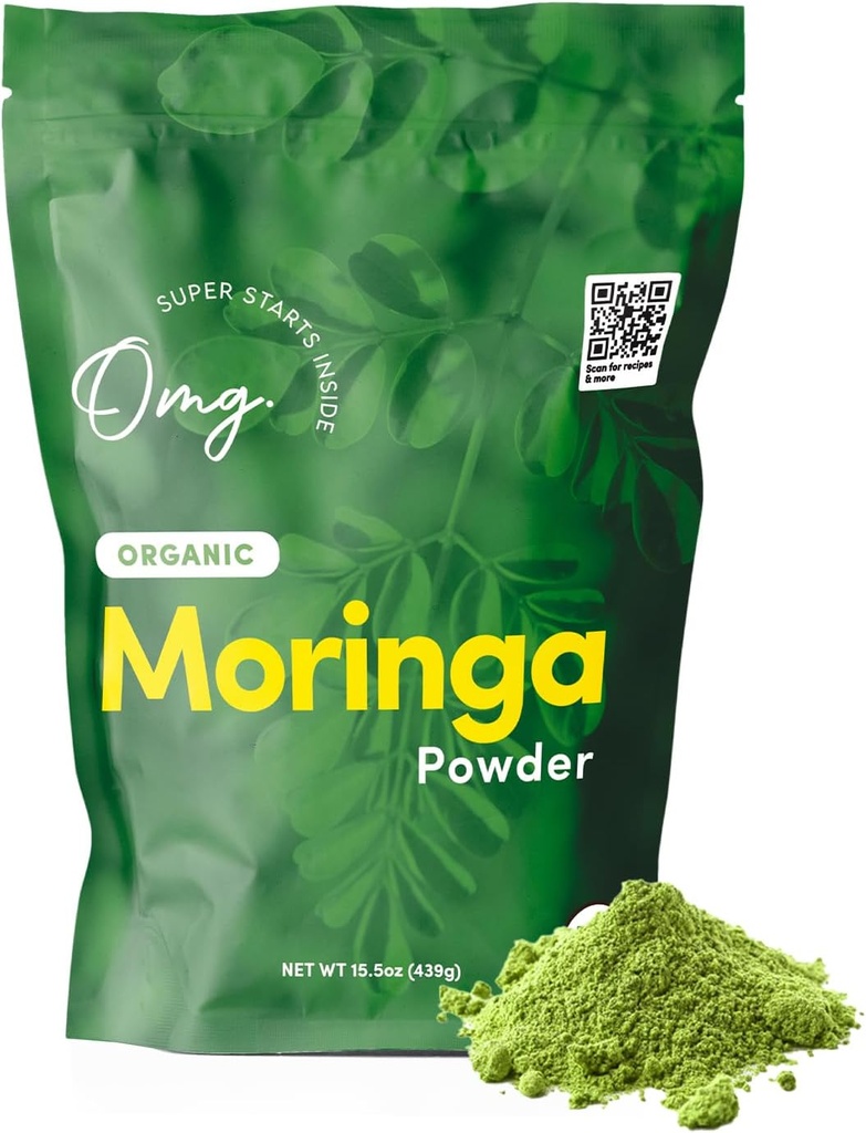 옴그! Superfoods Organic Moringa Powder - 100 % 순수, USDA 인증 유기농 - 칼슘, 철, 비타민 A, 비타민 E 및 기타의 좋은 소스! - 15.5 온스 (1 패키지)