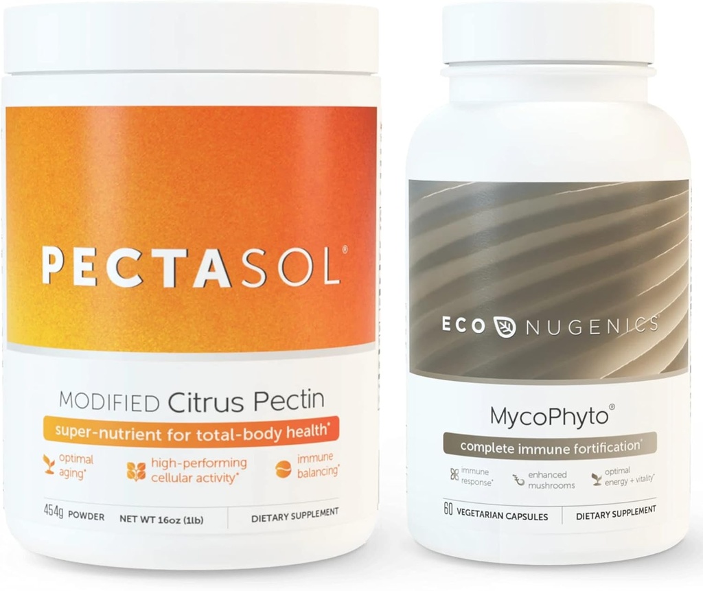 EcoNugenics 궁극적 인 면역 체계 지원 팩 - PectaSol-C에 의하여 변경되는 Citrus Pectin- 454 그램 & MycoPhyto 약 버섯 건강 60의 캡슐