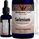 WellnessOne 액체 셀레늄 보충 - 이온화 셀레늄 액체 드롭 70 mcg - 산화 방지제, 심혈관 및 면역 지원 - 미국 테스트, 비건, 비 GMO, 글루텐 무료, 불연 - 1.67 fl oz