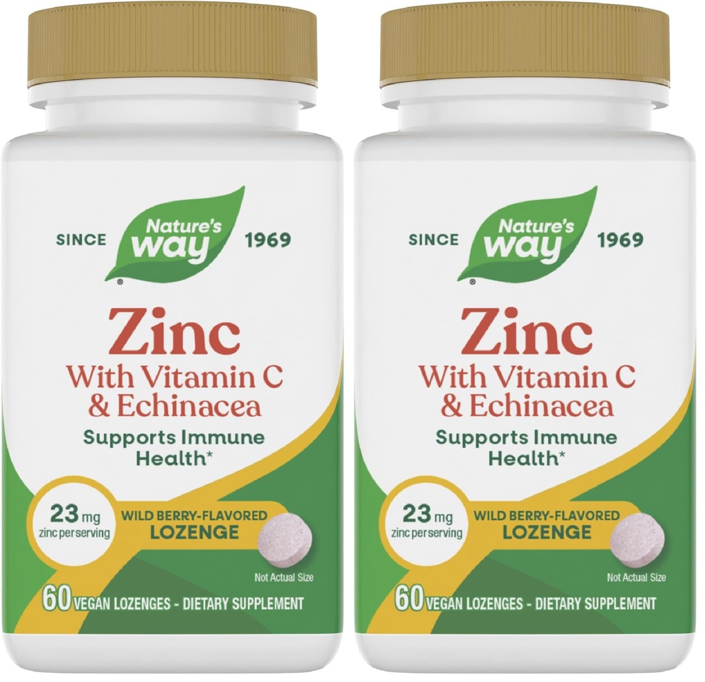 자연의 방법 아연 Lozenges 비타민 C & Echinacea, 면역 지원 *, 야생 베리 맛, 60 Lozenges (패키지 2)