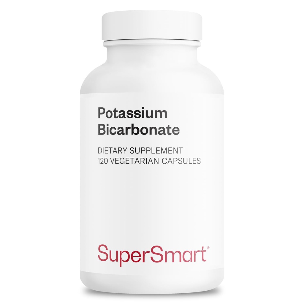 Supersmart - 일 (높은 복용량) 당 칼륨 탄산염 5400mg - 전해질 무기물 - 산 기초 균형 PH - 심장, 근육 & 신경 건강 | 비 GMO & 글루텐 - 120 채식 캡슐