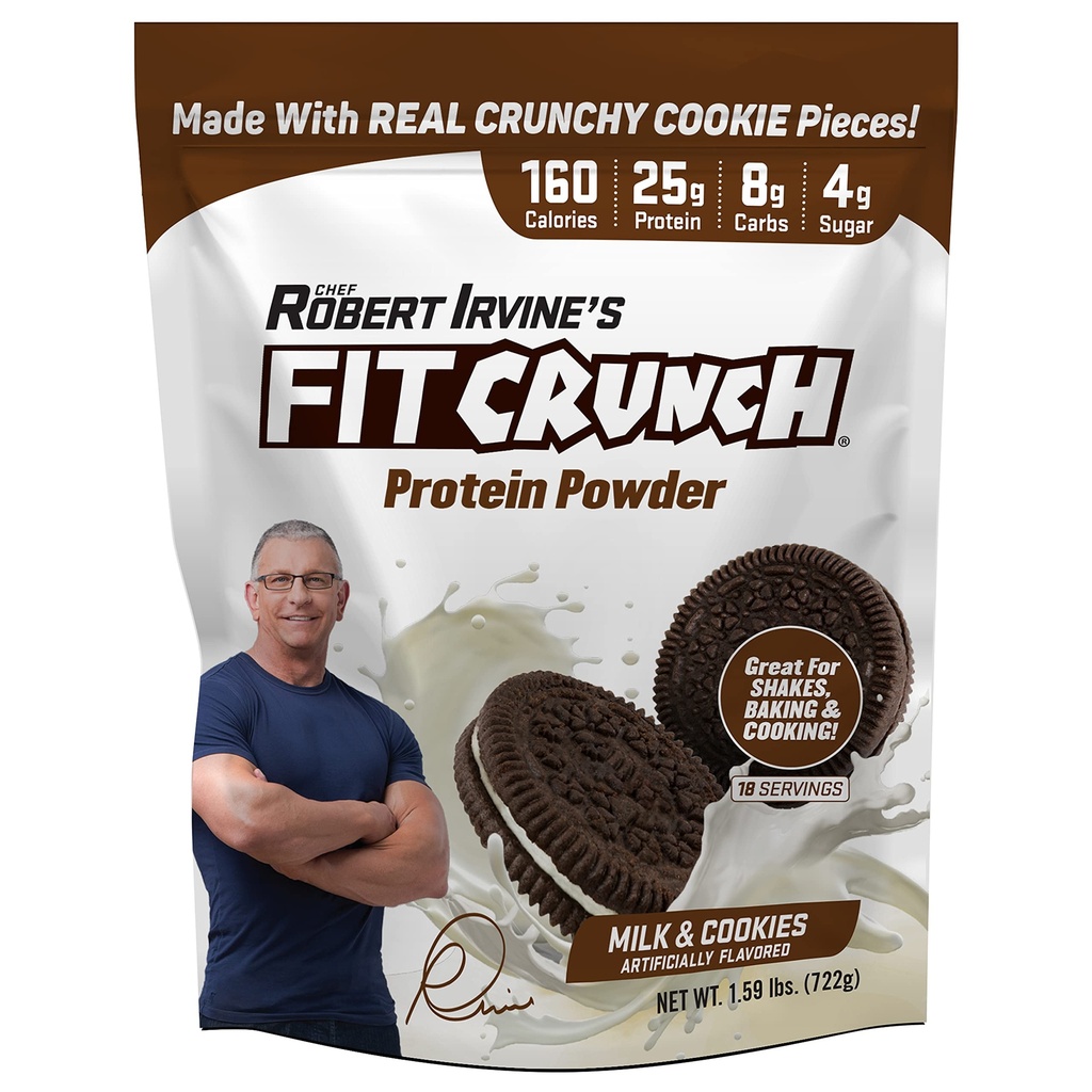 FITCRUNCH Tri-Blend Whey Protein, Keto Friendly, 저 칼로리, 고단백 (18 인분, 우유 및 쿠키)