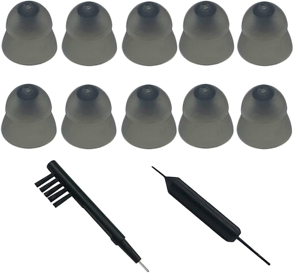 Smokey Hearing Aid Power Domes Close Domes Ear tips for ReSound Sure Fit Style RIC RITE and Open Fit BTE Hearing Amplifier with Cleaning tools Brush Cleaner and Carry Case (스모키, 중간)