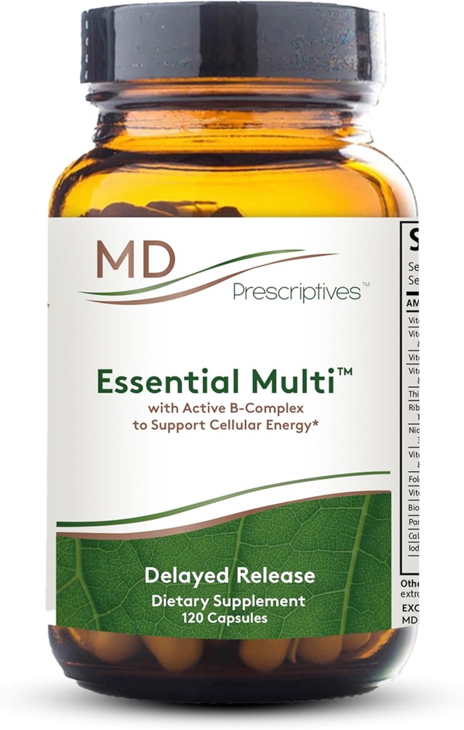 MD Prescriptives - Essential Multi (Delayed Release) - 향상된 호르몬 지원을위한 Multivitamin Mineral Complex 보충 - 120 캡슐