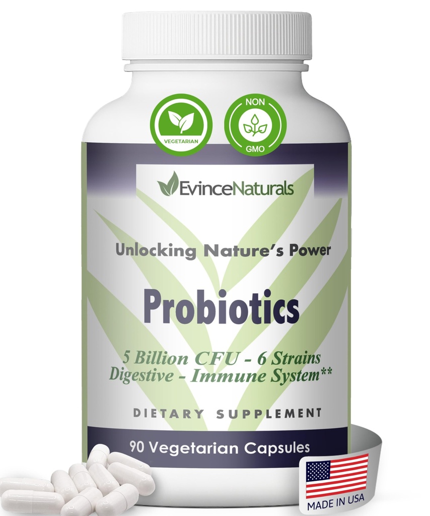 Probiotic 및 Prebiotic 보충 - 남성 및 여성 5 억 CFU를위한 강렬한 재생 프로 바이오 틱의 6 Strains - Bowel, 염증, 면역력, & 소화 지원 - 소화 보충, 90 캡슐