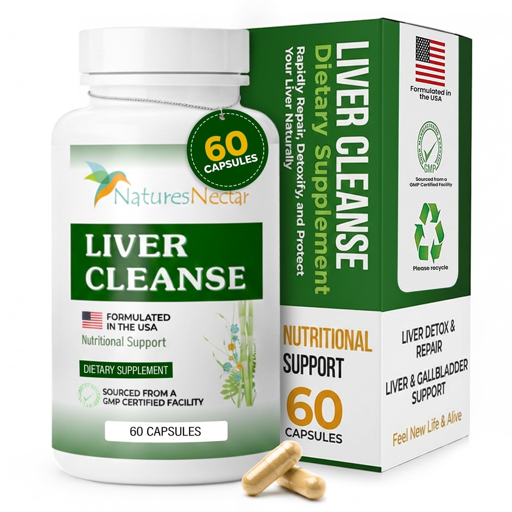 Nature 's Nectar Liver Cleanse Detox & Repair – 우유 이틀 간 해독과 활성 간 지원 보충 – 수리 및 보호 Liver, Aids Fatty Liver & Gallbladder 건강 – 60 캡슐