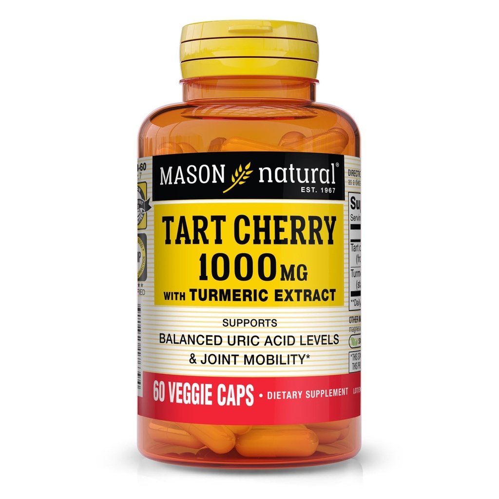 MASON NATURAL 1000mg Tart Cherry Extract with Standardized Turmeric, 합동 지원을위한 60 일 공급 캡슐