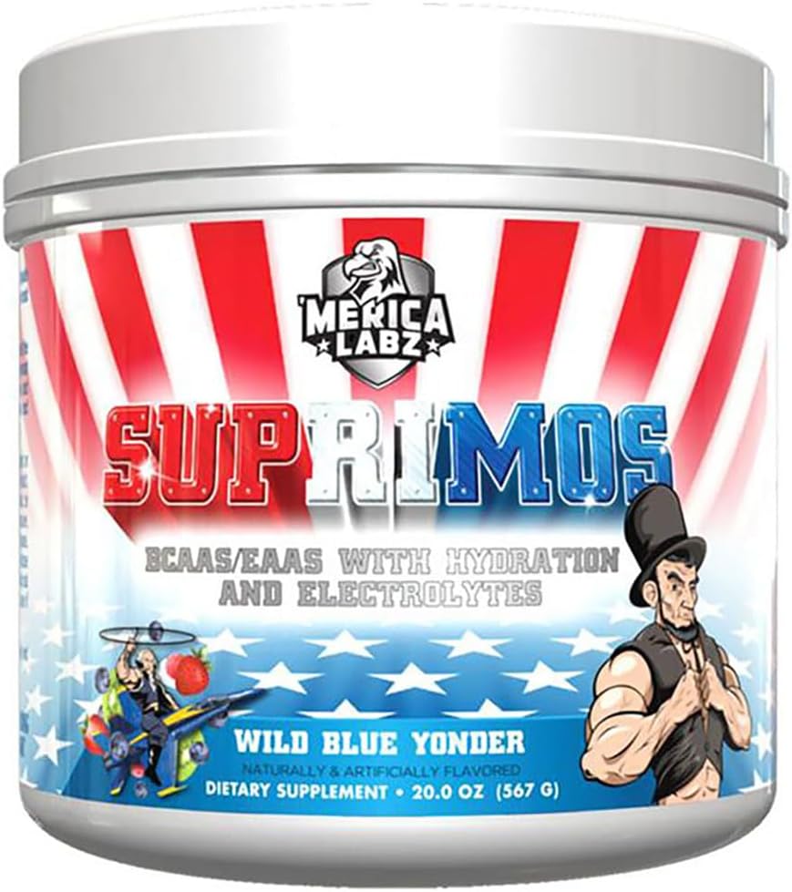 Merica Labz Suprimos BCAA/EAA는 최대 성과와 내구시간을 위한 Eletrolytes를 가진 보충교재 30의 서빙 (Wild Blue Yonder, 20.0oz)