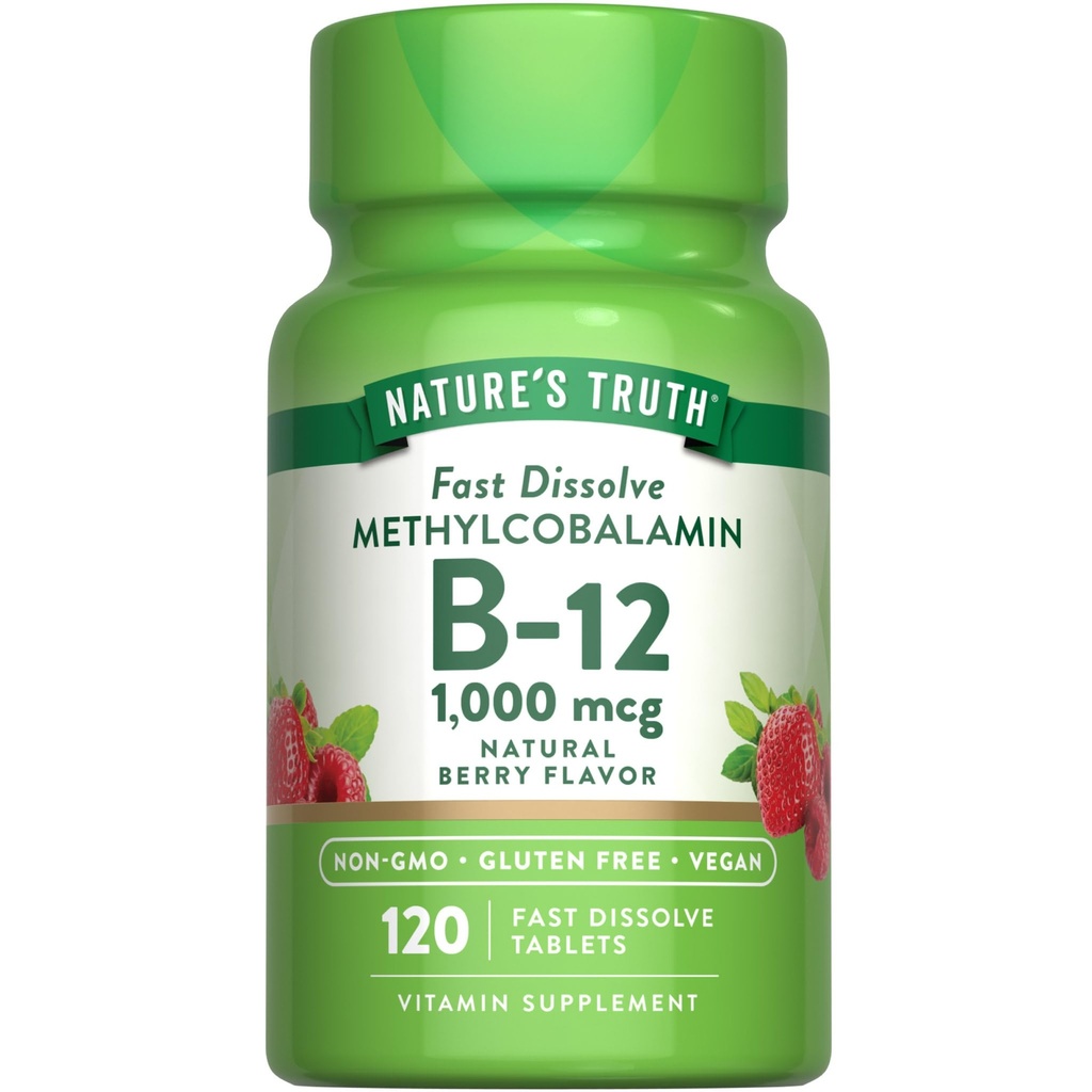 자연의 진실 B12 비타민 하위 언어 정제 | 1000 mcg | 120 개 | Vegan, Non-GMO & 글루텐 무료