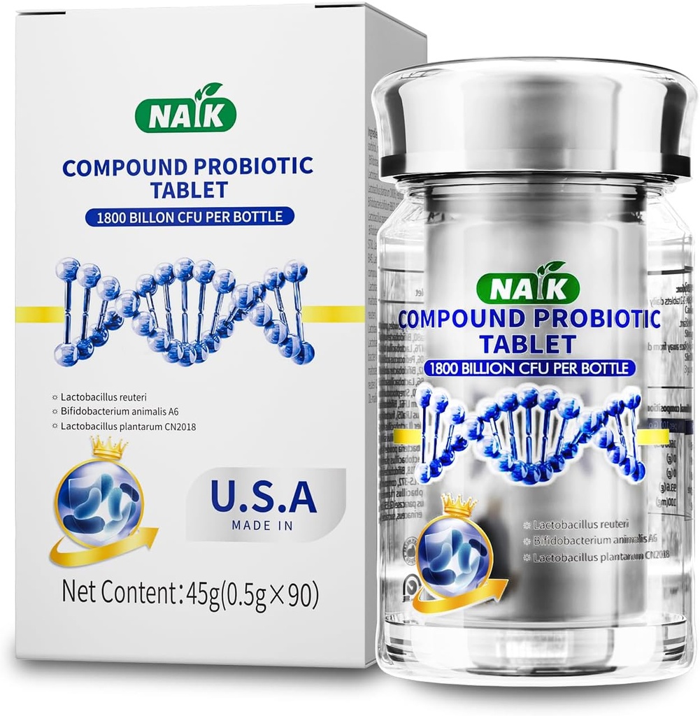 NAIK Probiotics 1800 억 CFU - 10 Strains + 유기 Prebiotics - 면역, 소화 및 구트 건강 - Occasional 변비, Diarrhea, Gas & Bloating 지원 - 여성 및 남성 - 45ct