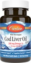 Carlson - Cod Liver Oil Minis, 280 mg Omega-3s + 비타민 A 및 D3, 노르웨이어, 야생 잡음, 지속 가능한 Sourced, 100 미니 Softgels