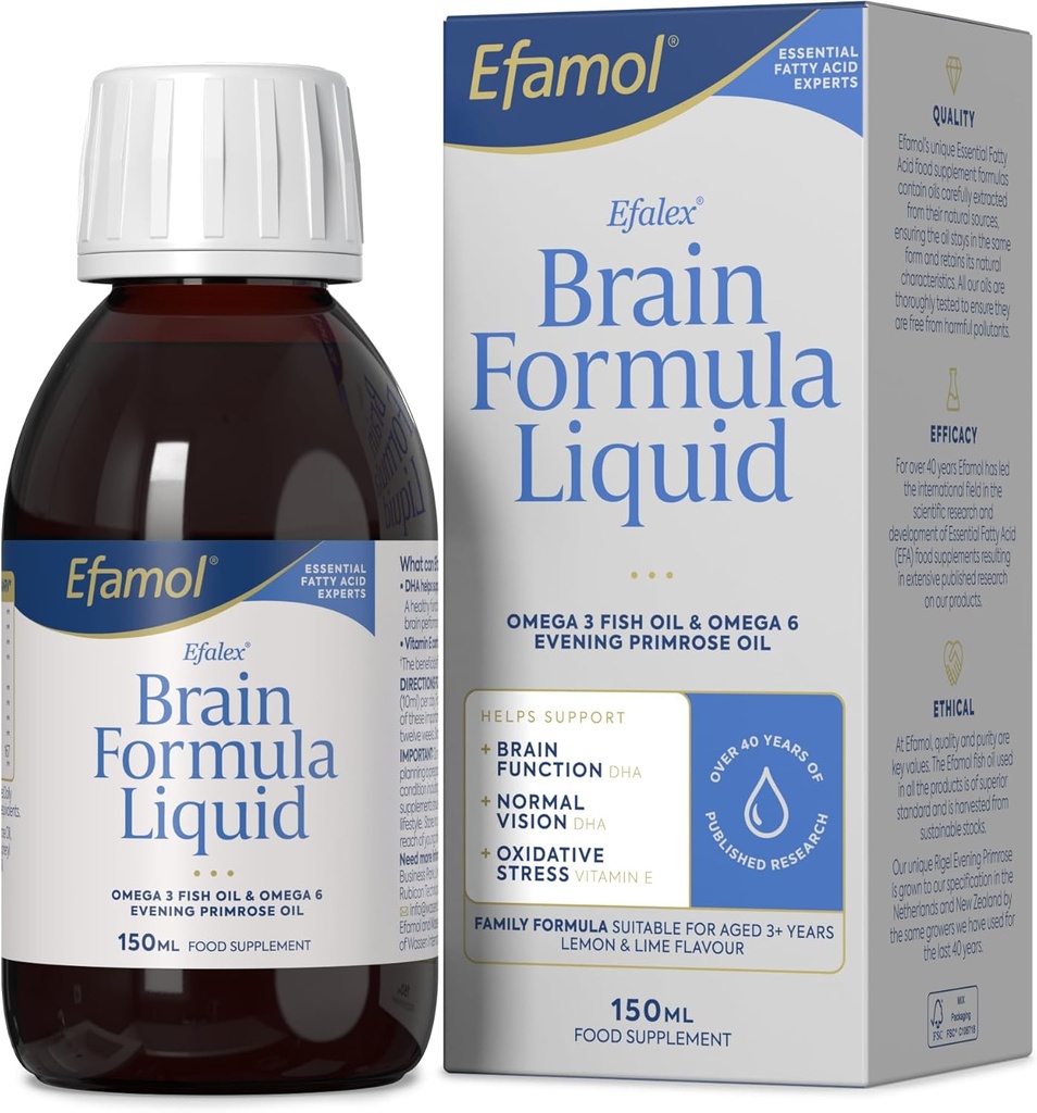Efalex Omega 3 +6 음식 보충교재 레몬 & Lime는 액체 150mls를 튀겼습니다