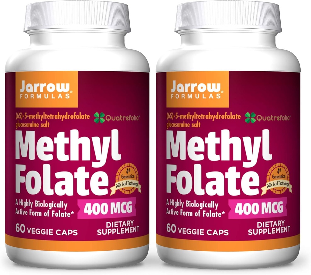 Jarrow 공식 메틸 Folate 400 mcg - 60 Veggie 모자, 2의 팩 - Folate의 높게 생물학적으로 활동적인 모양 - 4 세대 Folic 산 기술 - 120 총 서빙