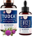 Silymarin 우유 이틀과 Vegan 비타민 B12 액체와 함께 WINDSOR BOTANICALS Tudca - 건강 지원 번들