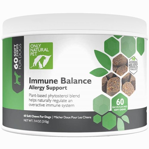 Natural Pet Immune Balance - Itchy Skin Licking & Scratching w/Phytosterols for Seasonal or Food Allergies Vitamin Supplement for Healthy Dogs - 60 소프트 체스