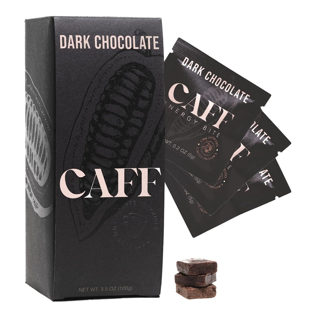 CAFF 모든 자연 에너지 비트 - 에너지 부스트에 대한 카페인 초콜릿 맛 체우 - 추가 설탕 없음 - 65mg 카페인 초콜릿 바 - 15 칼로리 유기 카페인 스낵 - Vegan, 글루텐 - 무료, 케토 (20 비트)