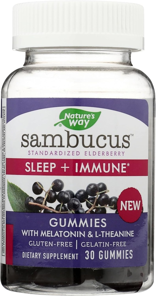 자연의 방법 자연의 방법 Sambucus Elderberry 수면 + 면역 계통, 30 조사