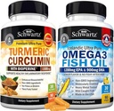 세 배 힘 Omega 3 물고기 기름 Softgels (1 달 공급) 까만 고추 추출물 1500mg Complex (Trial 크기)를 가진 Turmeric Curcumin 플러스