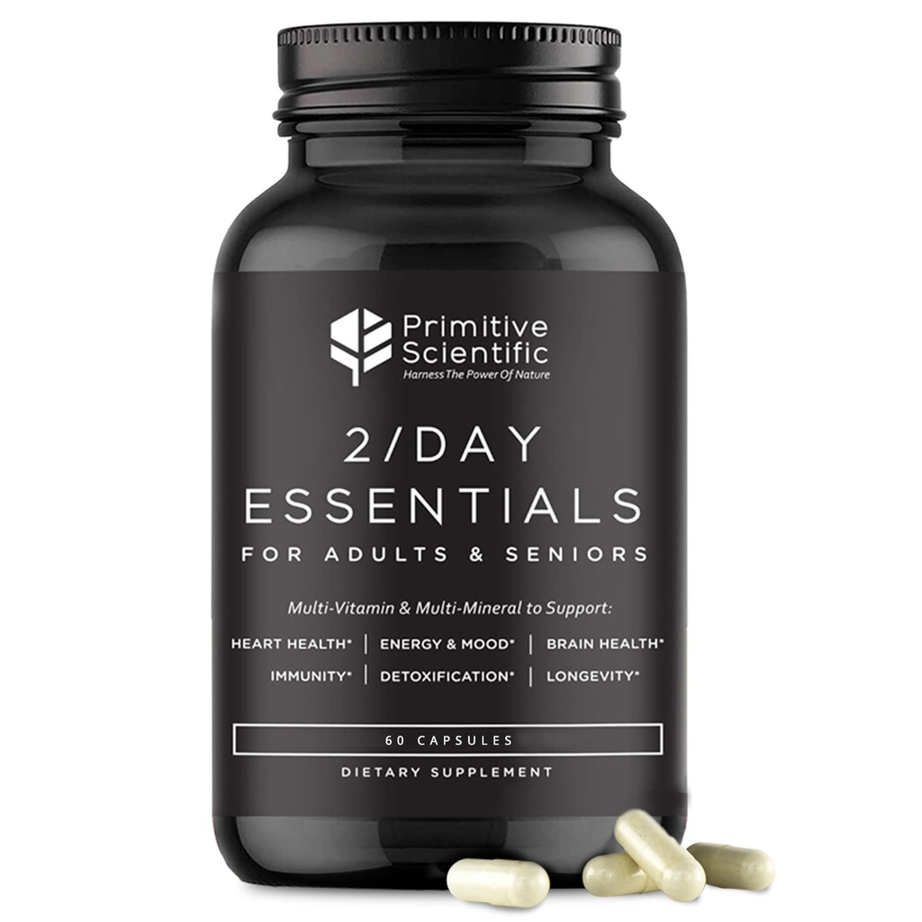 성인과 노인을 위한 전체적인 음식 매일 근본적인 Multivitamins - 2X 일 - 비타민 A, C, D, E, B12 및 무기물 - 자연적인과 Holistic 지원 (60의 캡슐)