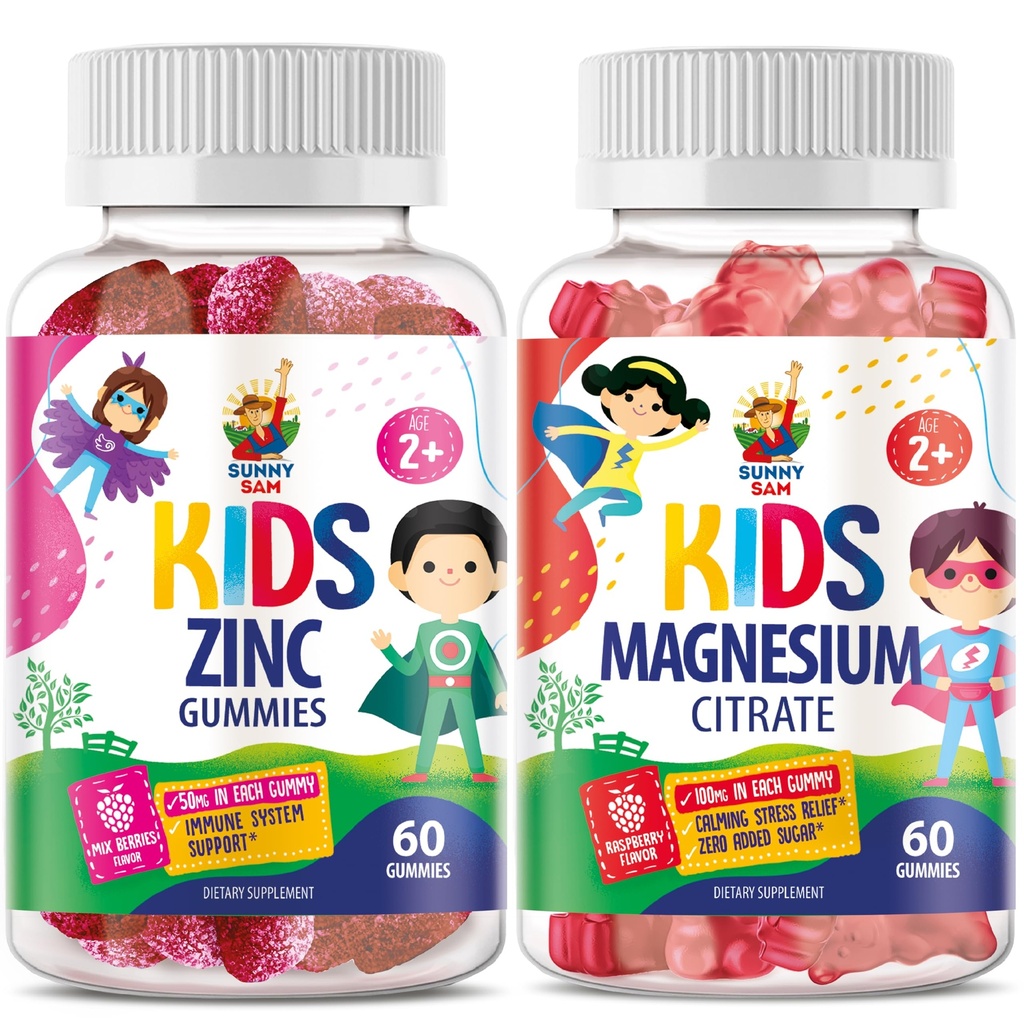 SUNNY SAM 아연 Chewable Gummy & Magnesium Gummies 어린이를위한