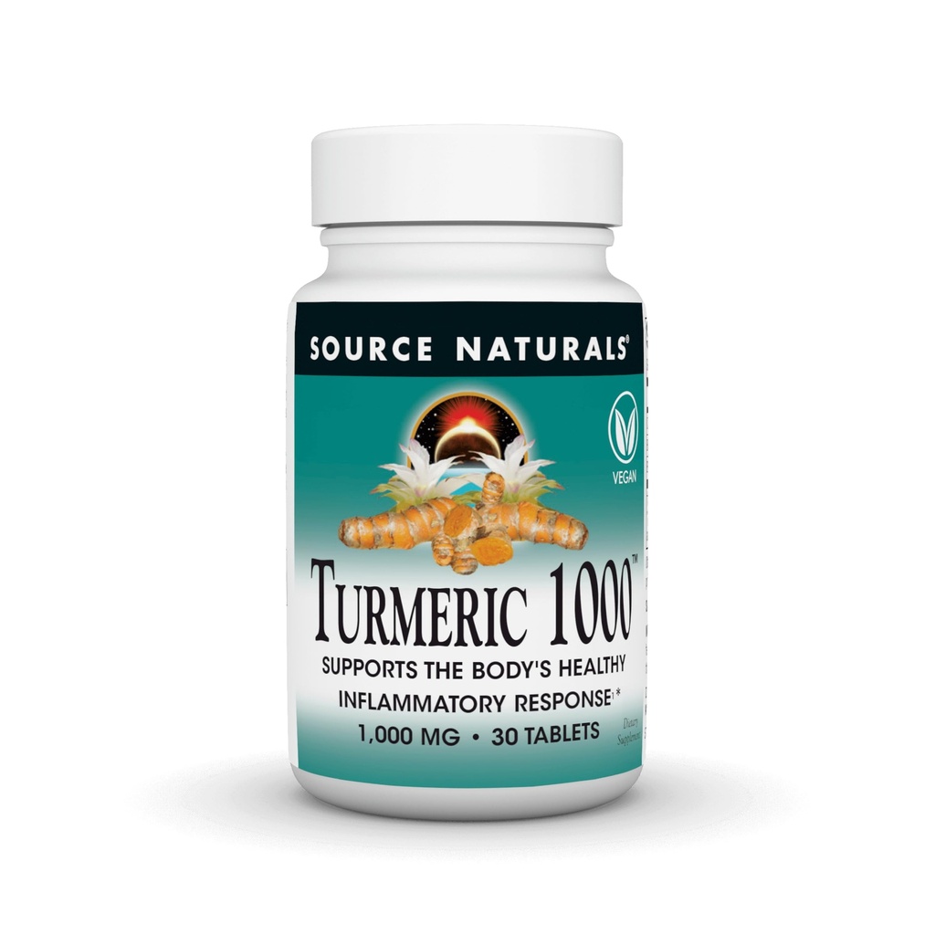 Source Naturals Turmeric 1000, 몸의 건강한 염증 응답 *, 1,000mg - 30 정제 지원