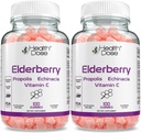 건강 복용량 Elderberry Sambucus Gummy Vitamins Kids 100 Gummies. Propolis Extract, Echinacea, 비타민 C, Yummy Raspberry flavor, Vegan, Gluten-Free, Defense, 면역 지원 부스터와 함께. 팩 2