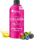 Zena 영양 액체 교원질 펩티드와 Biotin, 2500mg Verisol 생물 활성 교원질 펩티드, 5000mcg Biotin, 머리, 피부, 여자와 남자를 위한 못 보충교재, 혼합 Berry, 90의 서빙, 30의 fl oz