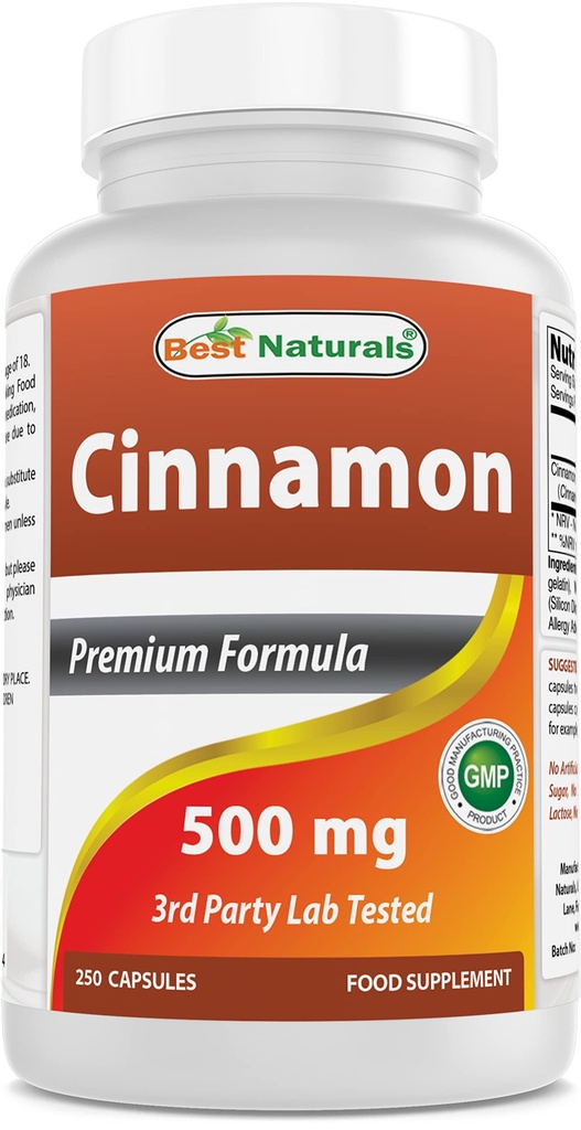 최고의 Naturals Cinnamon 500 mg 250 캡슐 (250 개)