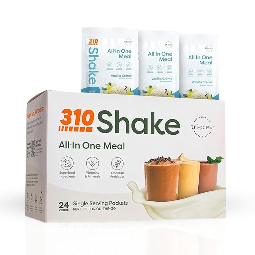 310 영양 - 올인원 식사 교체 쉐이크 - 섬유 리치 Vegan Superfood Blend가있는 새로운 공식 - 천연 감미료 - 낮은 카르브 Shake, Keto & Paleo Friendly - 글루텐 무료 - 26 필수 비타민 및 미네랄 - 다양성 샤크 박스 - 바닐라 크림