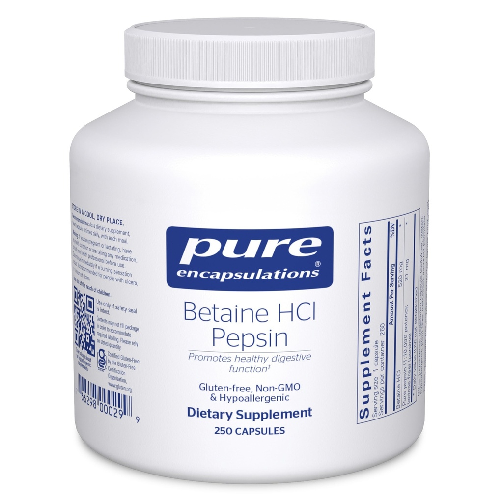 순수한 캡슐에 넣기 betaine HCl Pepsin - 소화 원조 & 지원을 위한 소화 효소 보충교재, Stomach 산 & 영양 흡수* - betaine HCl Pepsin - 250의 캡슐에 넣기