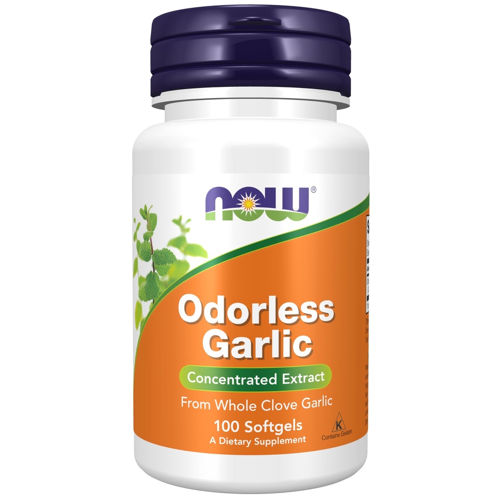 지금 식품 보충제, 무취 마늘 (Allium sativum), 농축 추출물, 100 Softgels