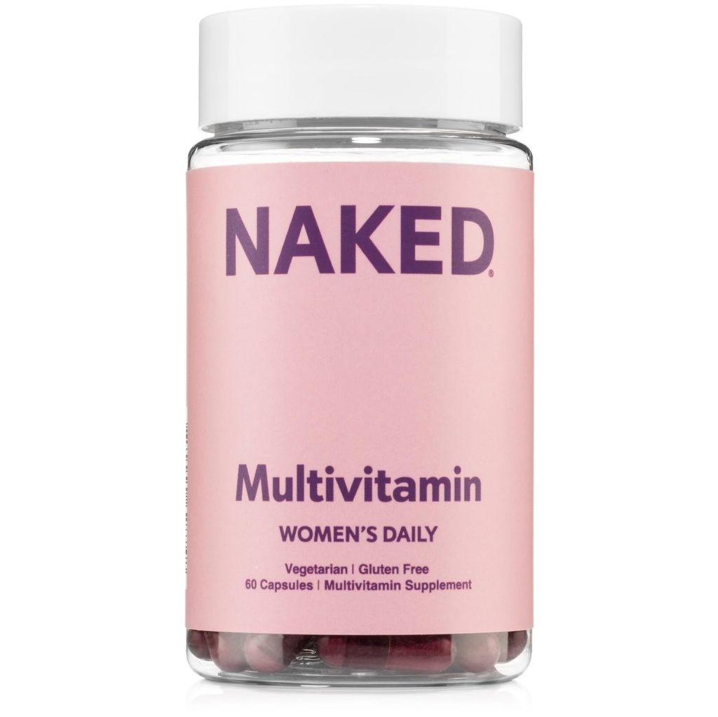NAKED 영양 여성 멀티 - 매일 Multivitamin - 비타민 A, C, E, 셀렌, 아연, 과일 및 슈퍼 그린 추출물, 부스트 면역 지원 - 글루텐 - 무료 및 채식 비타민, 60 캡슐